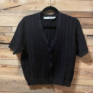 Contemporaine black open knit cardigan size M